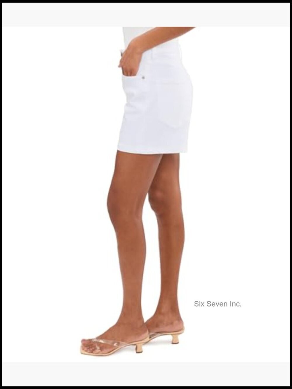 High-Rise Heritage Denim Shorts with Zip-Fly & Button Closure - Picture 3 of 5